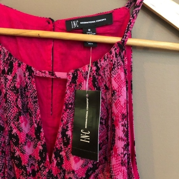 NWT INC Pink Snakeskin Keyhole Midi‎ Dress Medium - Picture 4 of 6